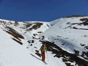 Allt a' Choire Mhòir, Ben Macdui: Looking back up, having descended the skiers right bank, March 2016 Photo: Scott Muir