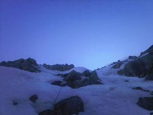 Raeburn's Easy Route, Ben Nevis: The abseil down Raeburn's Easy Route Photo: Stephen Wilcox