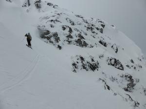 A Gully, Corrie Fee, Mayar: About as steep as it gets in A Gully, and even this is avoidable. Photo: Scott Muir