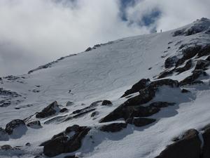 Summit Gully, Aonach Mor: The skiers right option for descending Summit Gully. Photo: Scott Muir