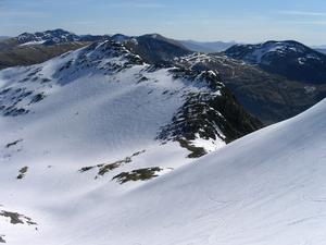 Summit Gully, Aonach Mor: Heading down Summit Gully. Photo: Scott Muir