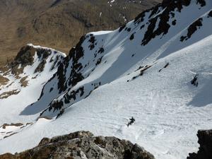 Central Direct, Ben Lui: Heading for the short chute into Central Gully Photo: Scott Muir