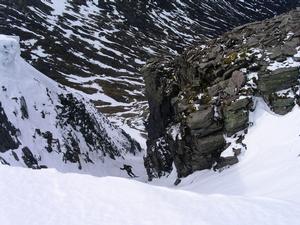 B Gully, Beinn Bhrotain: Descending B Gully, April 2009 Photo: Scott Muir