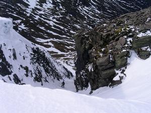 B Gully, Beinn Bhrotain: Descending B Gully, April 2009 Photo: Scott Muir