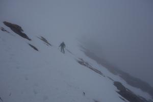 North side of the promontory, Beinn a'Bhuird: Coire nan Clach: Descending the promontory in poor conditions Photo: Scott Muir