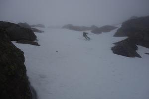 North side of the promontory, Beinn a'Bhuird: Coire nan Clach: Descending the promontory in poor conditions Photo: Scott Muir