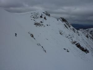 Carn Mor Dearg East Face, Carn Mor Dearg: Skiing into the corrie between Carn Mor Dearg and Carn Dearg Meadhonach Photo: Scott Muir