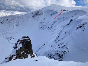 Derelict Ridge Gully, Braeriach: Coire an Lochain: The top of Derelict Ridge Gully, looking across the headwall Photo: Scott Muir