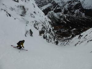 A Gully, Corrie Fee, Mayar: Skiing A Gully Photo: Scott Muir