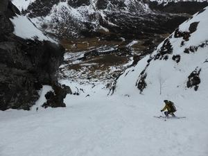 A Gully, Corrie Fee, Mayar: Skiing A Gully Photo: Scott Muir