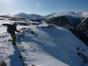 The Ruch Gruip, Loch Muick Basin: Setting off for The Ruch Gruip, April 2013 Photo: Scott Muir