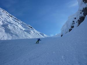 Central Gully, Creag an Dubh-loch: The upper section of Central Gully, April 2013 Photo: Scott Muir