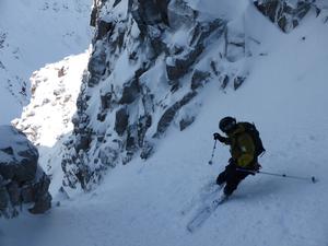 Fuselage Gully, Beinn Eighe: Just above the propeller and other wreckage. Photo: Scott Muir