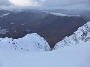 Morrison's gully, Beinn Eighe: Descending the upper bowl of Morrison's Gully Photo: Scott Muir