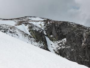 Forked Gully, Coire Etchachan: The top of the forks from the South. Photo: Scott Muir