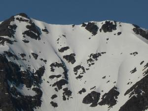 Central Gully, Ben Lui: Close up of the face, late April 2015 Photo: Scott Muir