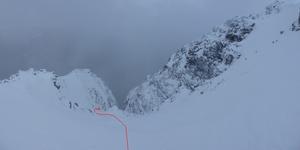 Morrison's gully, Beinn Eighe: Looking into Morrison's Gully, showing the descent route. Photo: Scott Muir