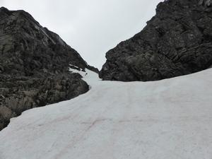 Tower Gully, Ben Nevis: Skiing Tower Gully, June 21st 2014. Photo: Scott Muir