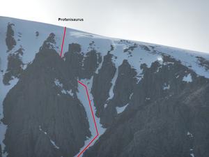 Profanisaurus, Sgòr Gaoith and Sgòran Dubh Mòr: Close up of the entrance from the glen Photo: Scott Muir