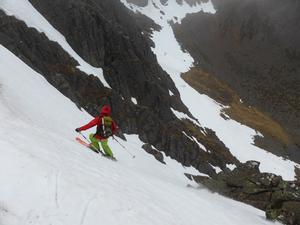 The Runnel, Cairngorm: Coire an t-Sneachda: Andy Inglis on his second descent of The Runnel the 2014 season Photo: Scott Muir
