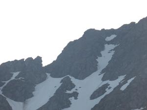 South Gully, Ben Lui: A zoom photo of the 2 options at the top of South Gully Photo: Scott Muir