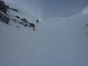 North Gully, Stob Ban: The entry funnel of North Gully. Photo: Scott Muir