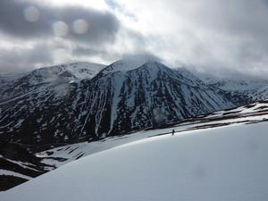 Allt Clach nan Taillear, Ben Macdui: The lower section often keeps snow on the north side of the stream line. Photo: Scott Muir