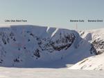 Little Glas Maol face, Banana Gully, and Banana Direct  Photo: Philip Ebert