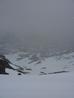 Looking down the line of the slope into the corrie and beyond in deteriorating weather.  Photo: Scott Muir