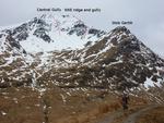 Some of the descent is obscured by the NNE ridge of Stob Garbh  Photo: Scott Muir