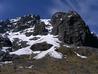 Number 5 Gully displaying it's characteristic avalanche debris cone, late April 2006  Photo: Scott Muir