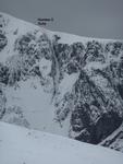 Number 2 Gully from Carn Mor Dearg.  If you look closely, you should be able to see a pair of climbers near the top.   Photo: Scott Muir