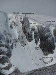 Looking across from Derry Cairngorm, with the alternative entry marked.  Photo: Scott Muir