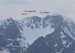 Looking into the upper corrie, with the obvious descent lines marked.  Photo: Scott Muir