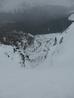 Looking down into B Gully, on a day with no cornice (possibly collapsed within the previous 48 hours).  Photo: Scott Muir