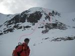 The line marked after a descent late April 2010  Photo: Andrew Cook