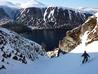 Skiiing in a fine position above Loch Muick.  Photo: Scott Muir