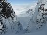 At the point where the gully opens out (and steepens again).  Photo: Scott Muir