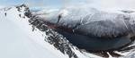 Panorama from the top of the line, with the summit in the background  Photo: Scott Muir