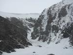 Looking up into Twisting Gully.  The upper descent slope is hidden from view.  Photo: Scott Muir