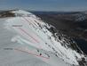 Looking North from the summit, indicating which line is which  Photo: Scott Muir