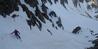 Looking down the gully line of 'The Last Hippo' from the col  Photo: Andy Inglis