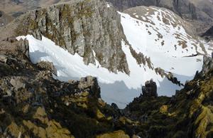 Broad Gully, Bidean nam Bian: Broad Gully from above Photo: Scott Muir